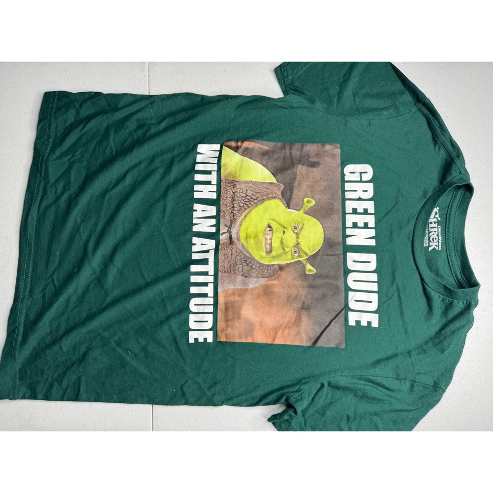 DreamWorks Shrek Green Dude With An Attitude Graphic T-Shirt Mens Small Green